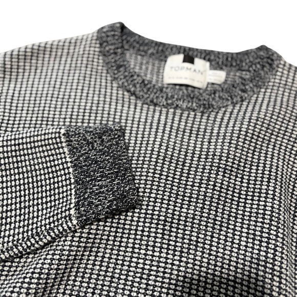 Topman Other - Topman Mens XL Navy White Micro Check Textured Knit Crew Neck Sweater 81T67SNAV
